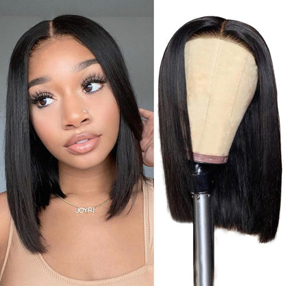 Foreverlove Bob Wig Human Hair Glueless 4x4 Lace Front Wigs Human Hair Straight 180% Density Overshoulder Length Bob Wigs Human Hair (16 Inch)